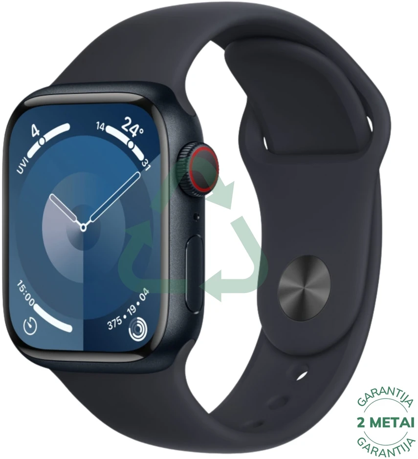 Atnaujintas Apple Watch Series 9 45mm GPS + Cellular Aluminum / Midnight (būklė kaip naujas)