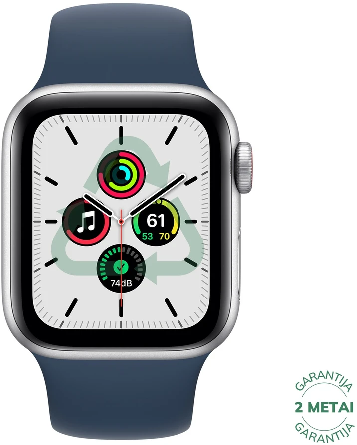 Atnaujintas Apple Watch Series SE 40mm Aliuminio GPS / Sidabrinis (būklė kaip naujas)