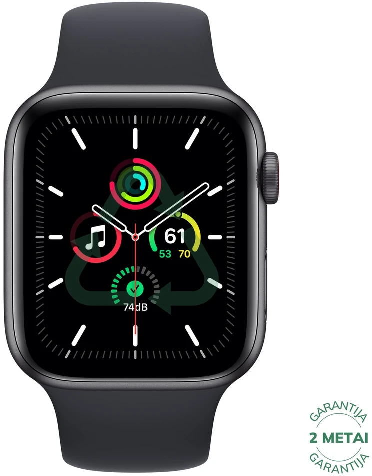 Atnaujintas Apple Watch Series SE 44mm Aliuminio GPS / Space Gray (būklė kaip naujas)