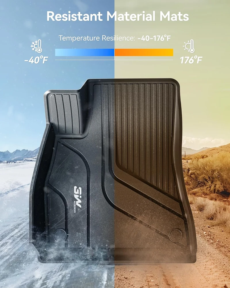 3W automobiliniai TPE grindų kilimėliai Tesla Model 3 2021–2023, juodi, Model3-6PCS