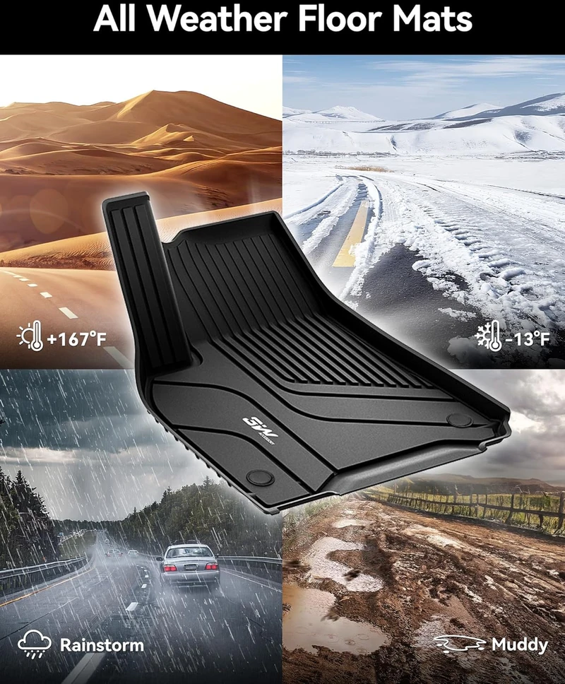 3W automobilinių kilimėlių rinkinys Tesla Model Y 2020–2024, TPE, 9 dalių, 3W-Tesla Model Y