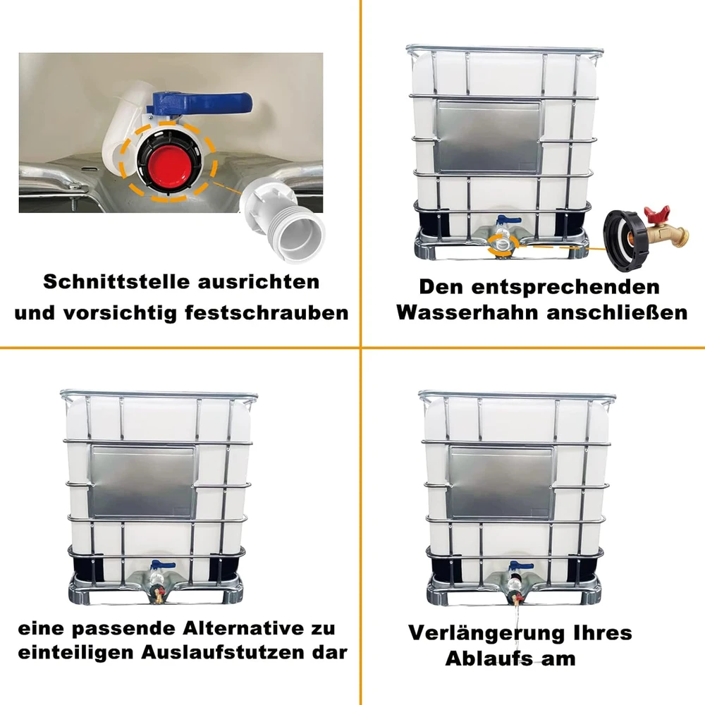 4Baohui Adapteris IBC S60x6 plastikinis su stambiagijiu sriegiu ir PVC tarpine vandens talpyklai