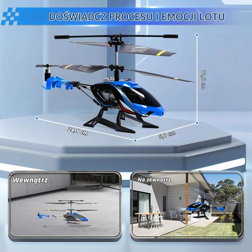 A ALPHA nuotoliniu būdu valdomas RC sraigtasparnis su LED apšvietimu, 2,4 GHz, EC858960