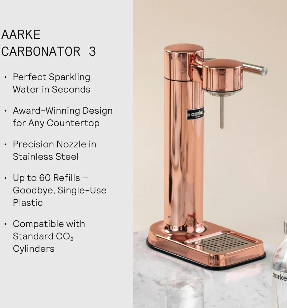 Gazuotų gėrimų gaminimo aparatas Aarke Carbonator 3, Vario spalvos