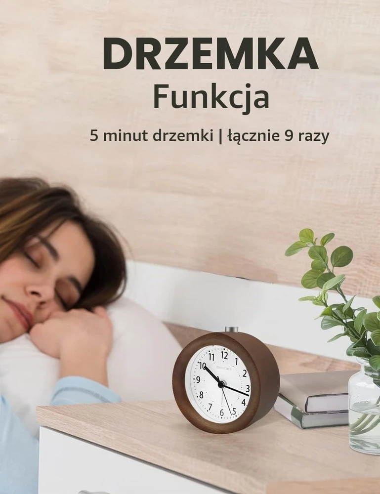 AboveClock analoginis medinis žadintuvas su snaudimo funkcija ir naktine lempute aboveClock-02