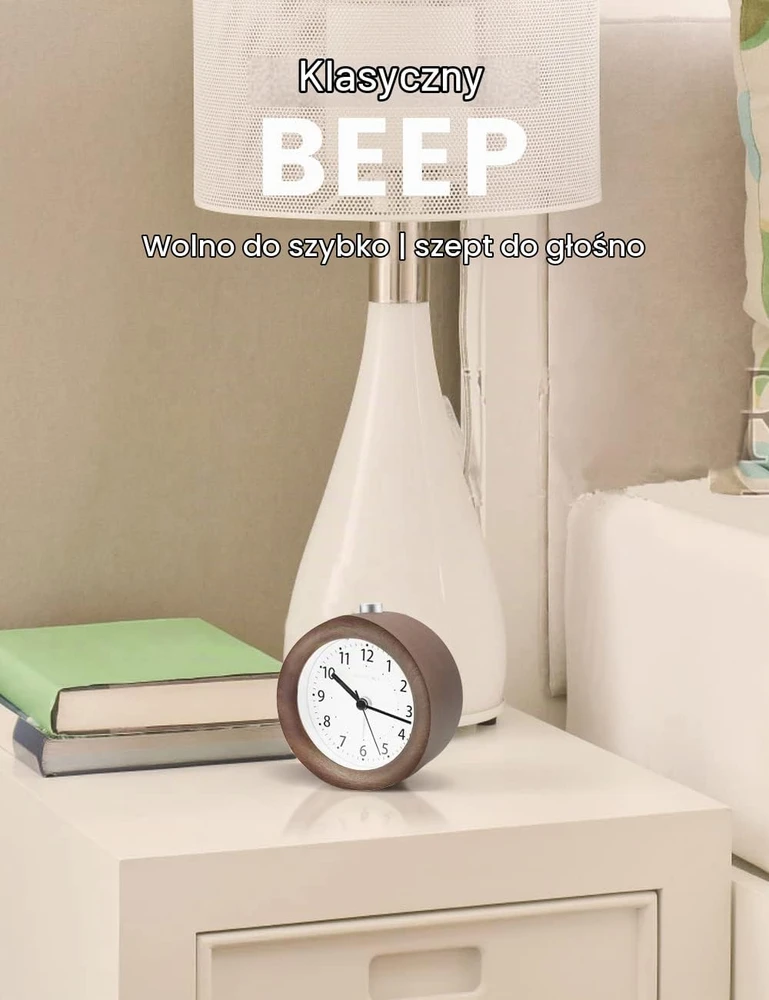 AboveClock analoginis medinis žadintuvas su snaudimo funkcija ir naktine lempute aboveClock-02