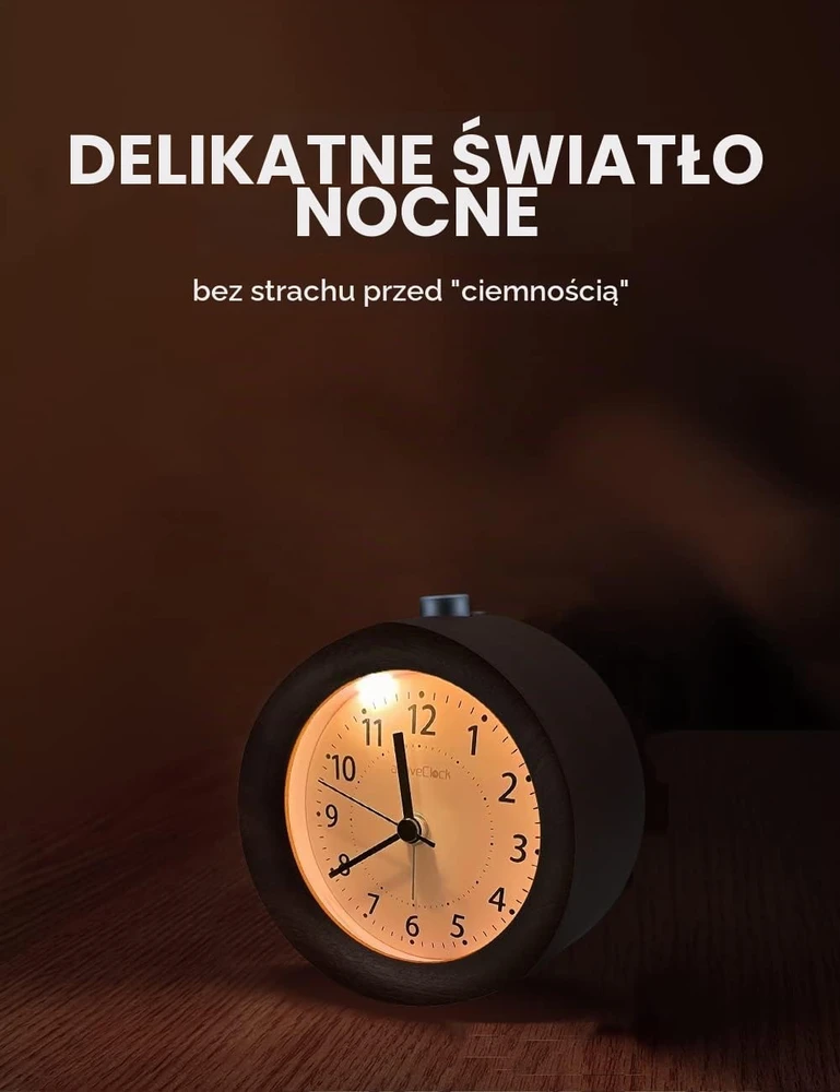 AboveClock analoginis medinis žadintuvas su snaudimo funkcija ir naktine lempute aboveClock-02