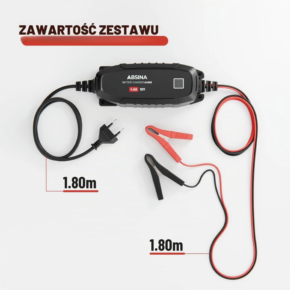 ABSINA automobilio akumuliatorių įkroviklis 12 V 4 A, iki 120 Ah, 301007