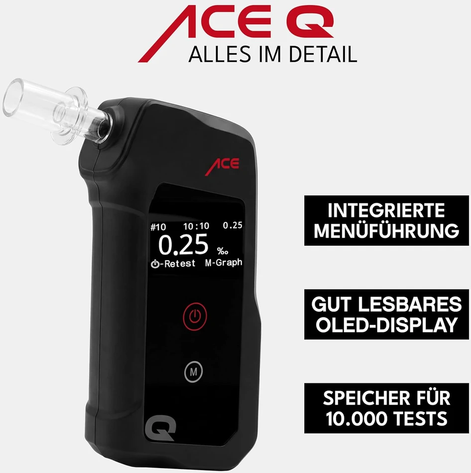 ACE elektrocheminis alkotesteris su 10 000 matavimų atmintimi ACE Q