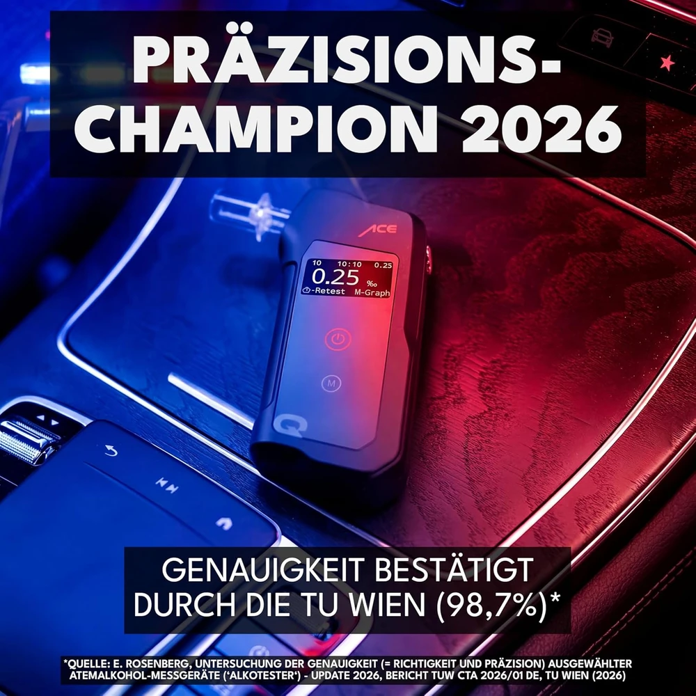 ACE elektrocheminis alkotesteris su 10 000 matavimų atmintimi ACE Q