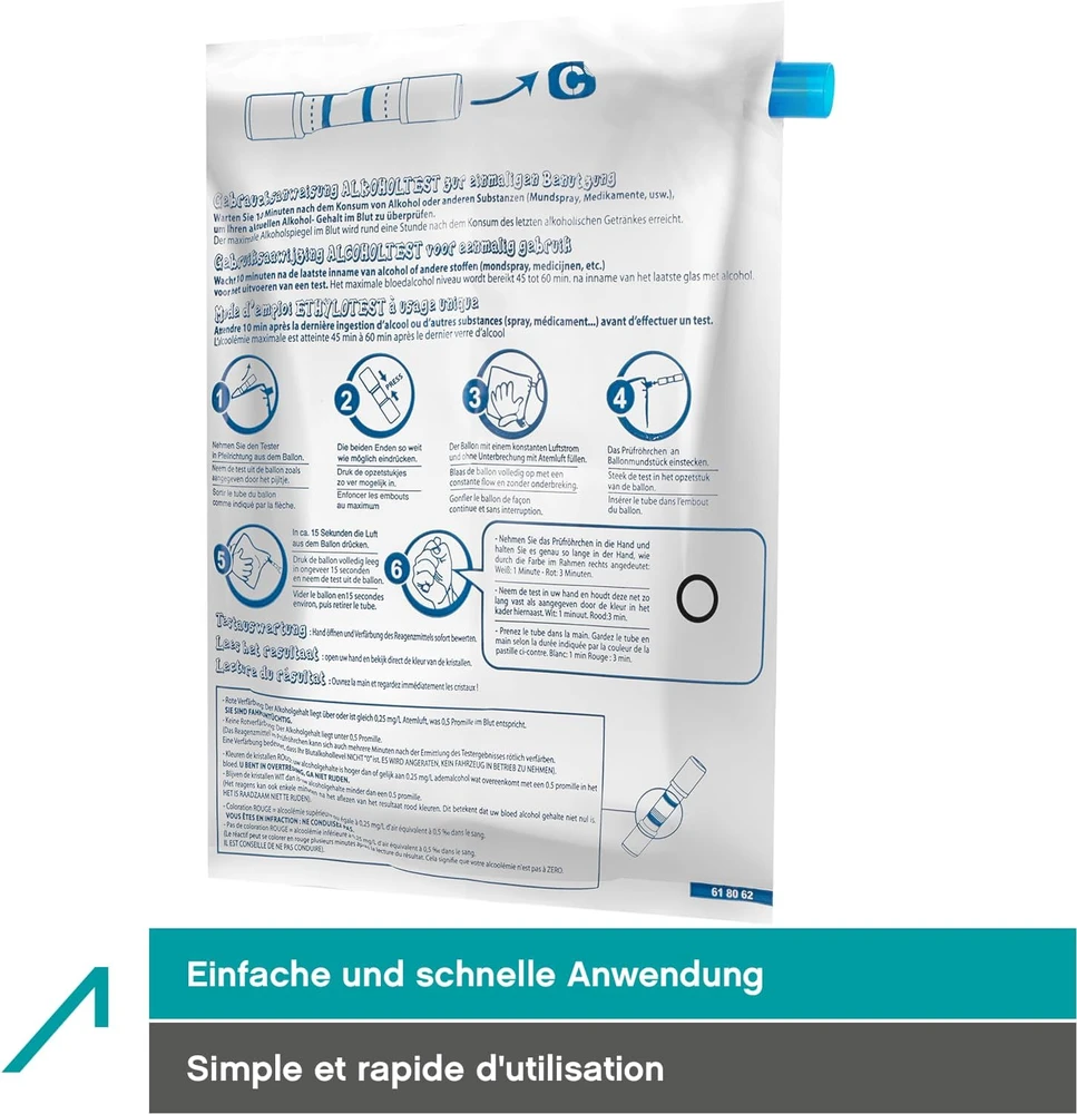 ACE vienkartinis alkotesteris su NF sertifikatu, 2 vnt., 0,5 promilės, ACE-13