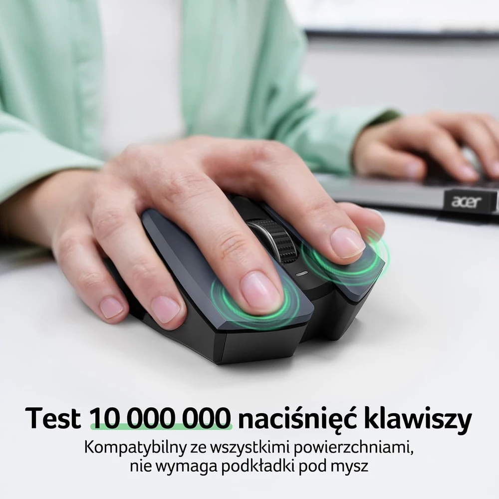 Acer belaidė ergonominė optinė pelė, 2,4 GHz, 1600 DPI, 6 mygtukai, OMR266