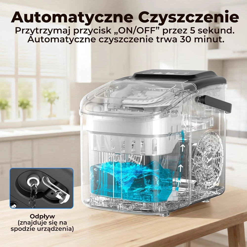 Acmeenjoy ledo gaminimo aparatas, 12 kg per parą, savaiminis valymas, 1,2 l talpos vandens bakas, HZB-12/Q
