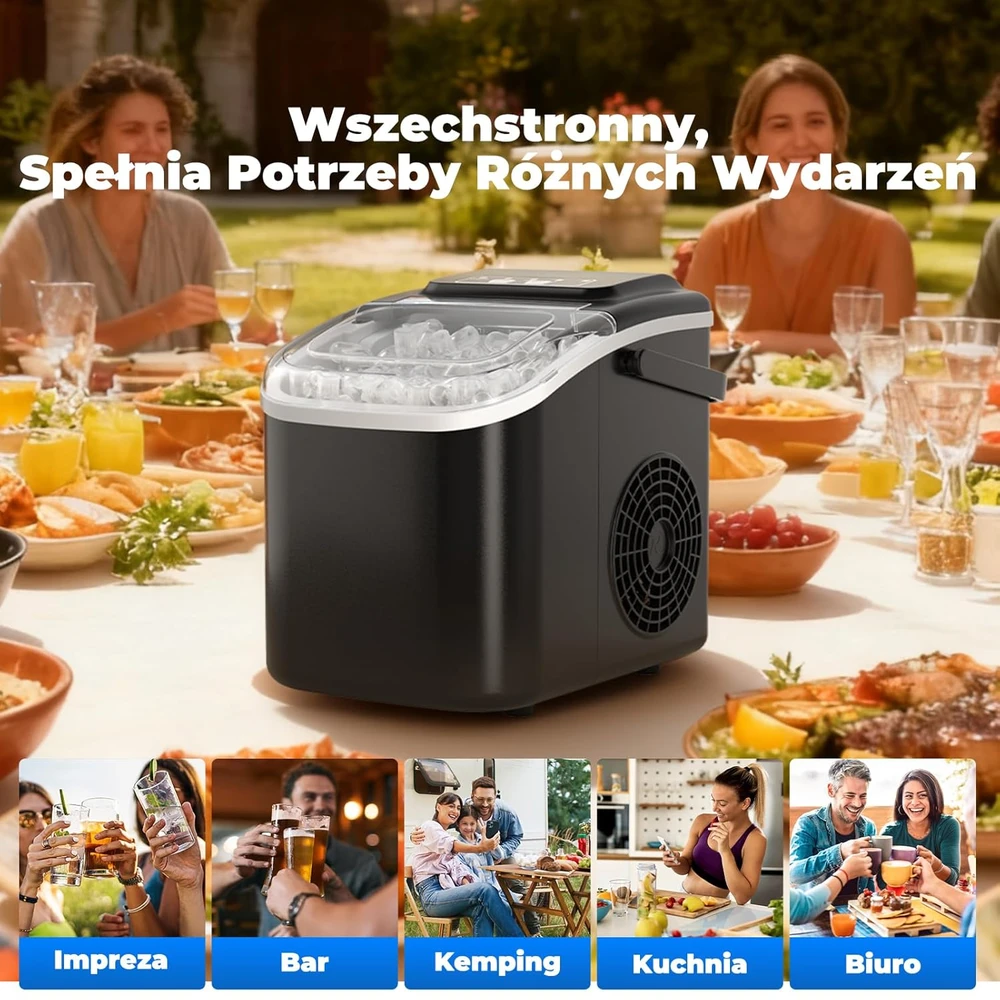 Acmeenjoy ledo gaminimo aparatas, 12 kg per parą, savaiminis valymas, 1,2 l talpos vandens bakas, HZB-12/Q