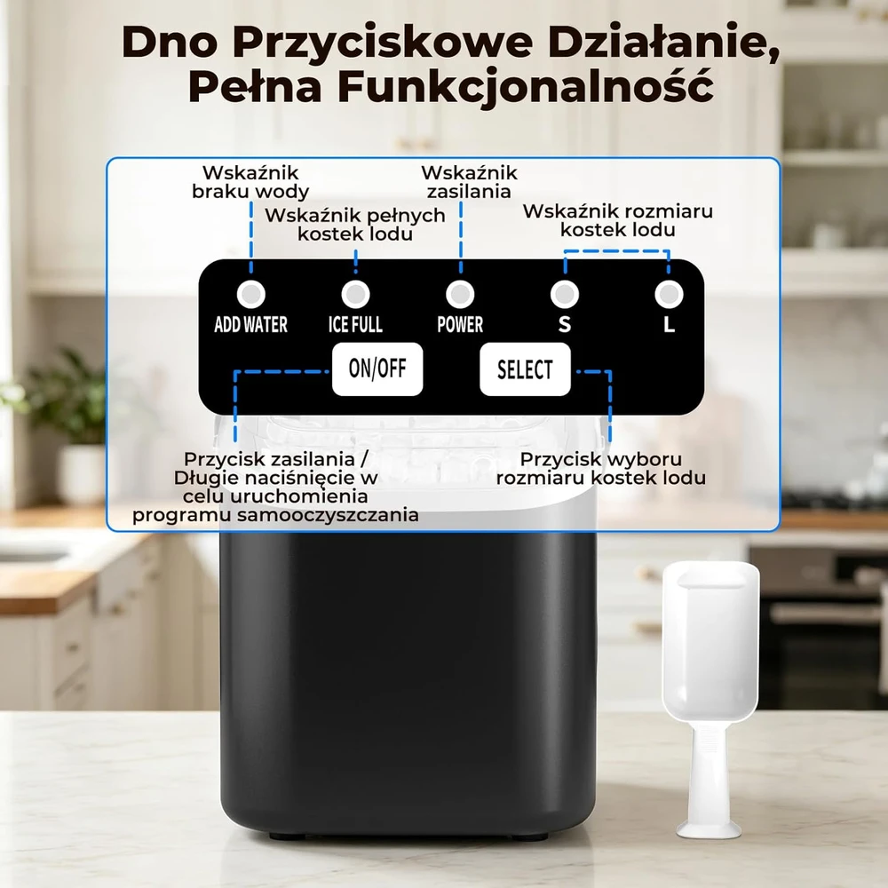 Acmeenjoy ledo gaminimo aparatas, 12 kg per parą, savaiminis valymas, 1,2 l talpos vandens bakas, HZB-12/Q