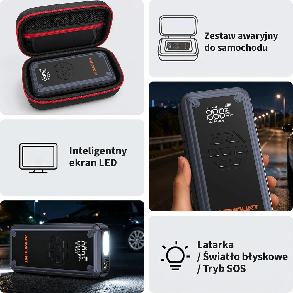 Acmount automobilio akumuliatoriaus paleidimo įrenginys 7000 A, 21800 mAh, 150 PSI, W160