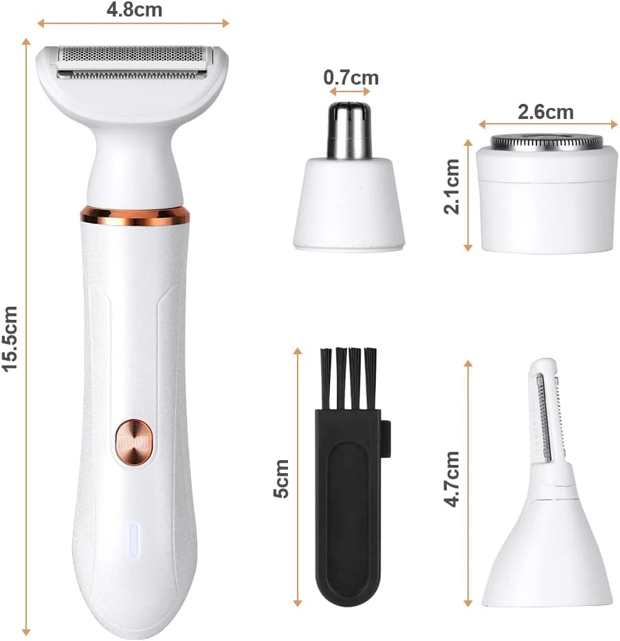 ACWOO elektrinė moteriška skutimosi mašinėlė 4 viename, USB įkrovimas, jautrioms sritims