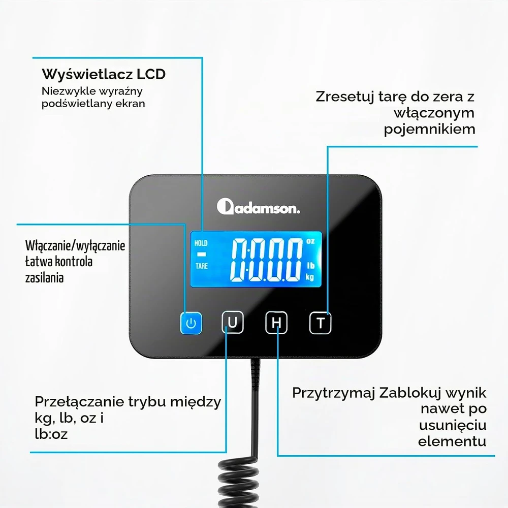 Adamson elektroninės siuntų svarstyklės iki 200 kg, 10 g tikslumas, ADPOS1138
