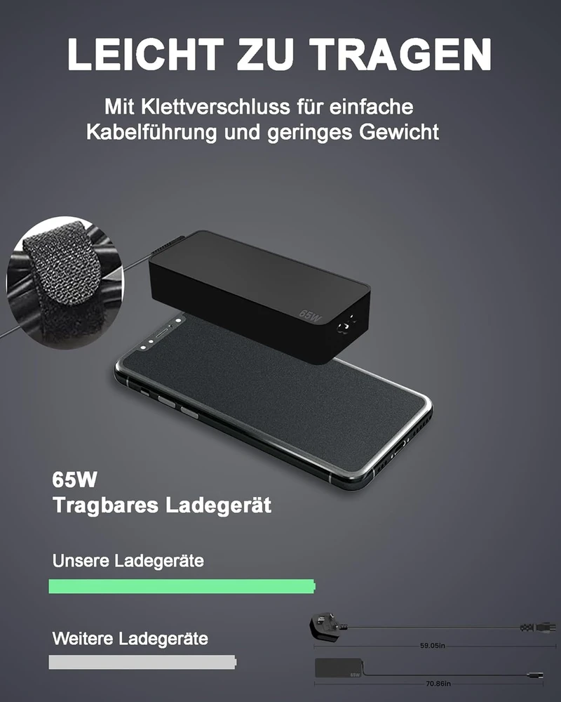 Adaptake nešiojamojo kompiuterio USB-C įkroviklis 65 W, skirtas LG Gram 14–17 serijos modeliams