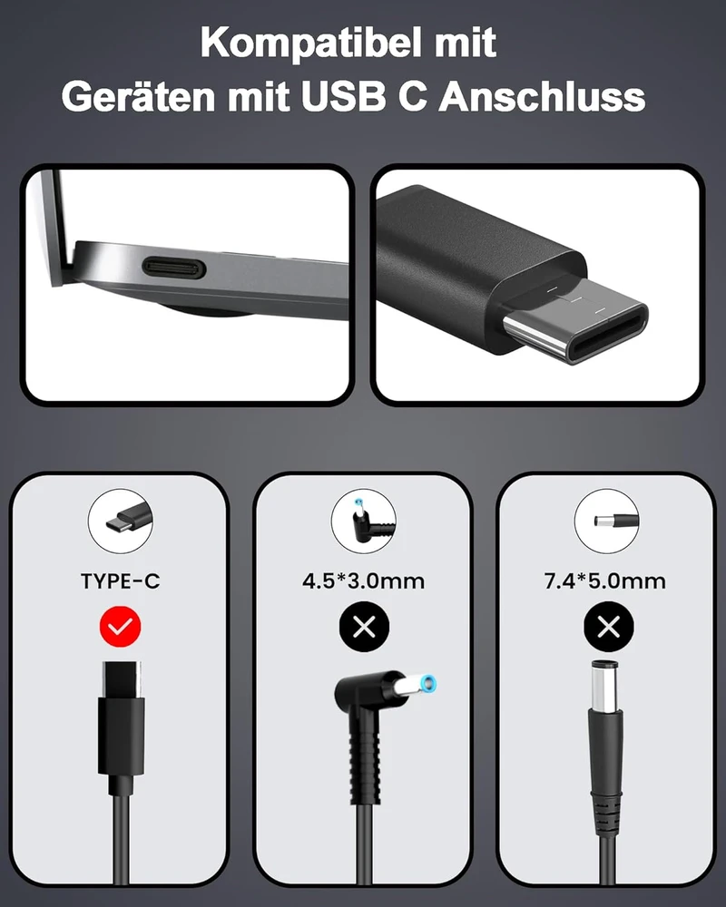 Adaptake nešiojamojo kompiuterio USB-C įkroviklis 65 W, skirtas LG Gram 14–17 serijos modeliams