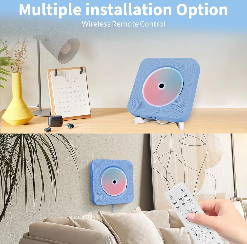 Adirigo nešiojamasis CD grotuvas su Bluetooth, FM radiju, USB ir AUX, Base 808