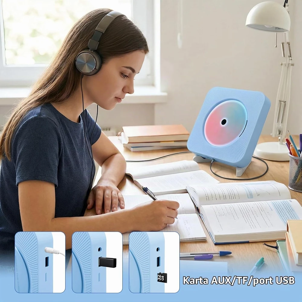 Adirigo nešiojamasis CD grotuvas su Bluetooth, FM radiju, USB ir AUX, Base 808