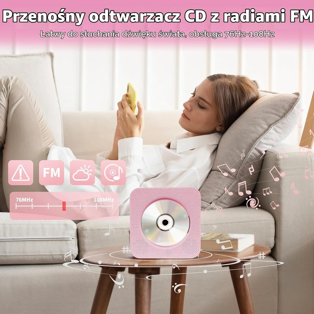 Adirigo nešiojamasis CD grotuvas su Bluetooth, FM radiju ir USB, modelis 808