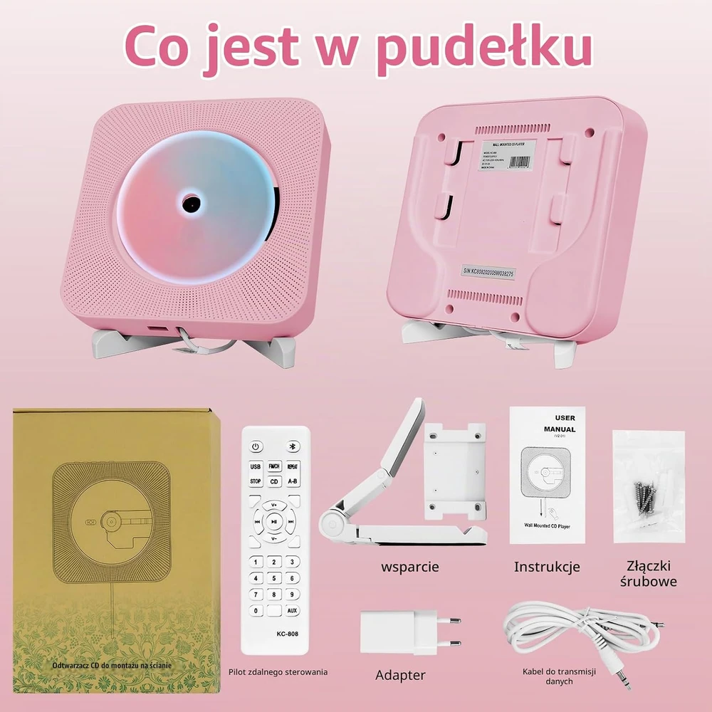 Adirigo nešiojamasis CD grotuvas su Bluetooth, FM radiju ir USB, modelis 808