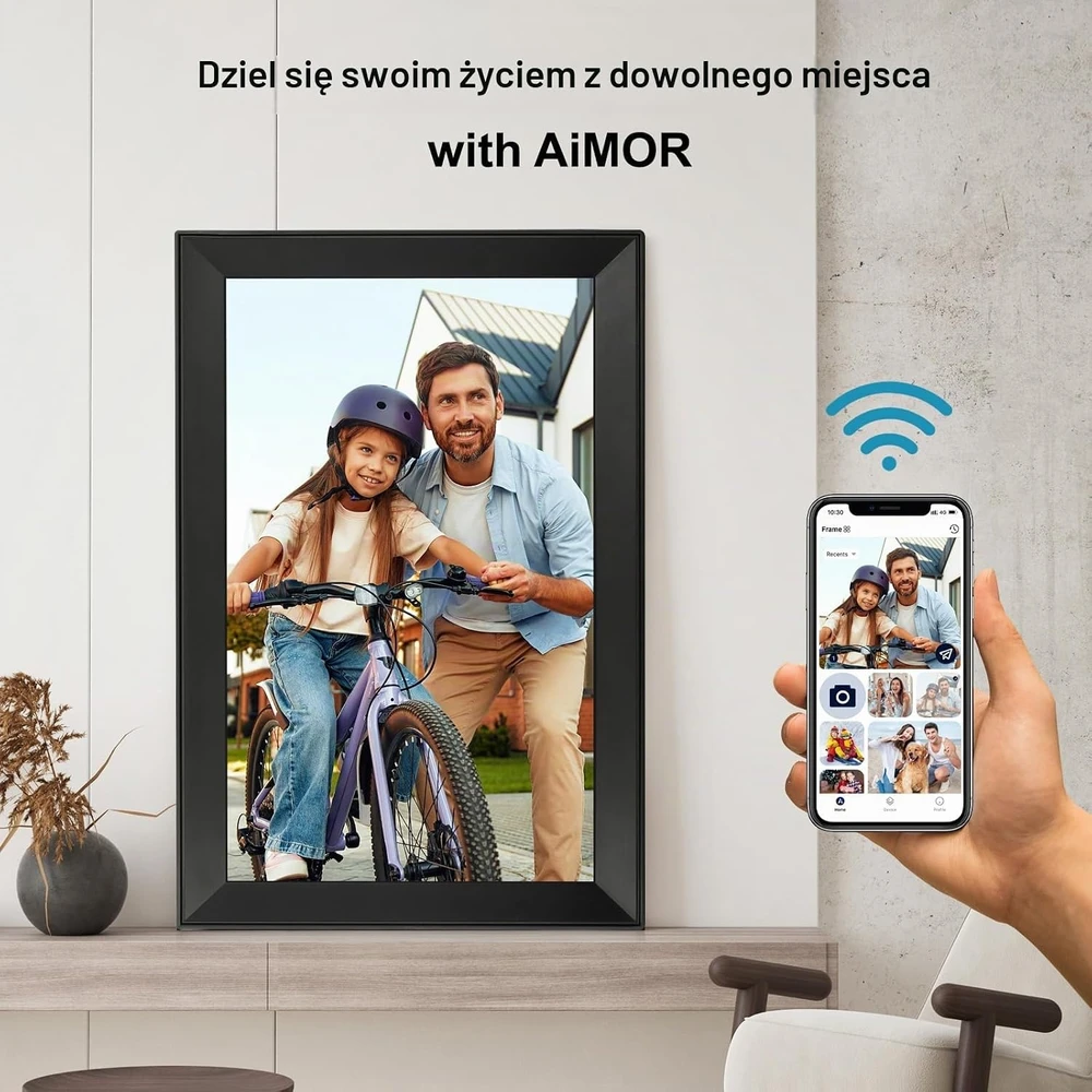 AEEZO skaitmeninis nuotraukų rėmelis, 15,6 col., 64 GB, Wi-Fi