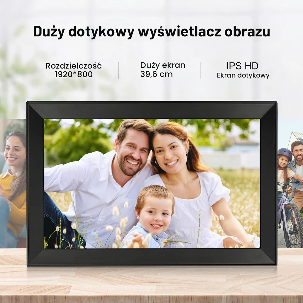 AEEZO skaitmeninis nuotraukų rėmelis, 15,6 col., 64 GB, Wi-Fi