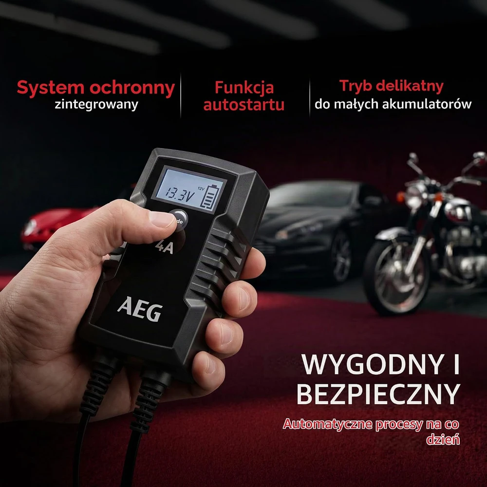 AEG automobilinio akumuliatoriaus mikroprocesorinis įkroviklis 6/12 V 4 A LD 4.0 10616