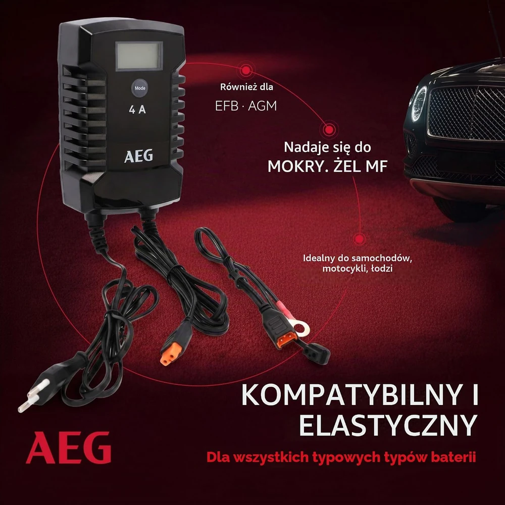 AEG automobilinio akumuliatoriaus mikroprocesorinis įkroviklis 6/12 V 4 A LD 4.0 10616