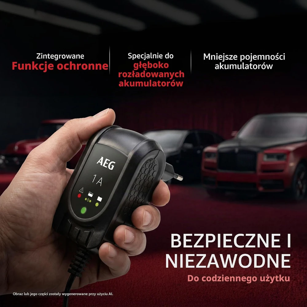 AEG automobilio akumuliatoriaus įkroviklis ir palaikymo įrenginys 12 V 1 A 97175
