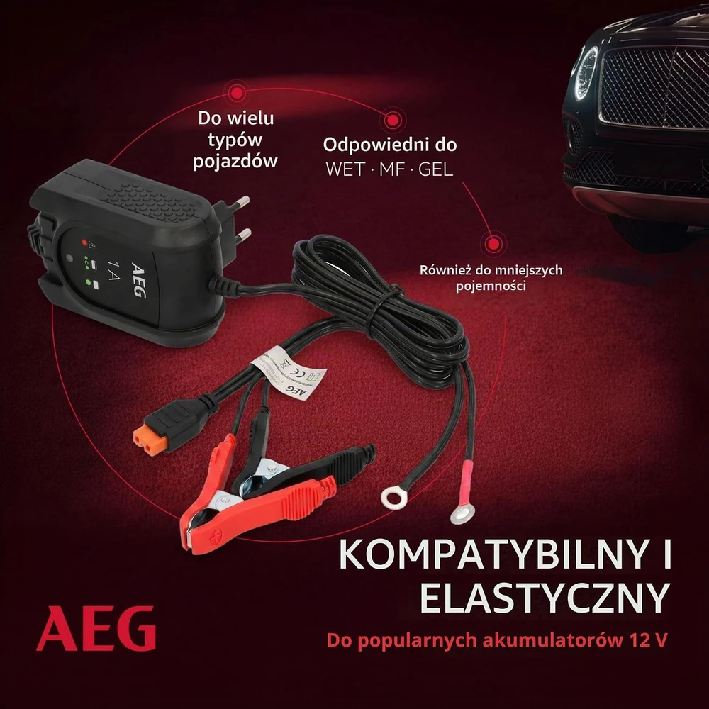 AEG automobilio akumuliatoriaus įkroviklis ir palaikymo įrenginys 12 V 1 A 97175