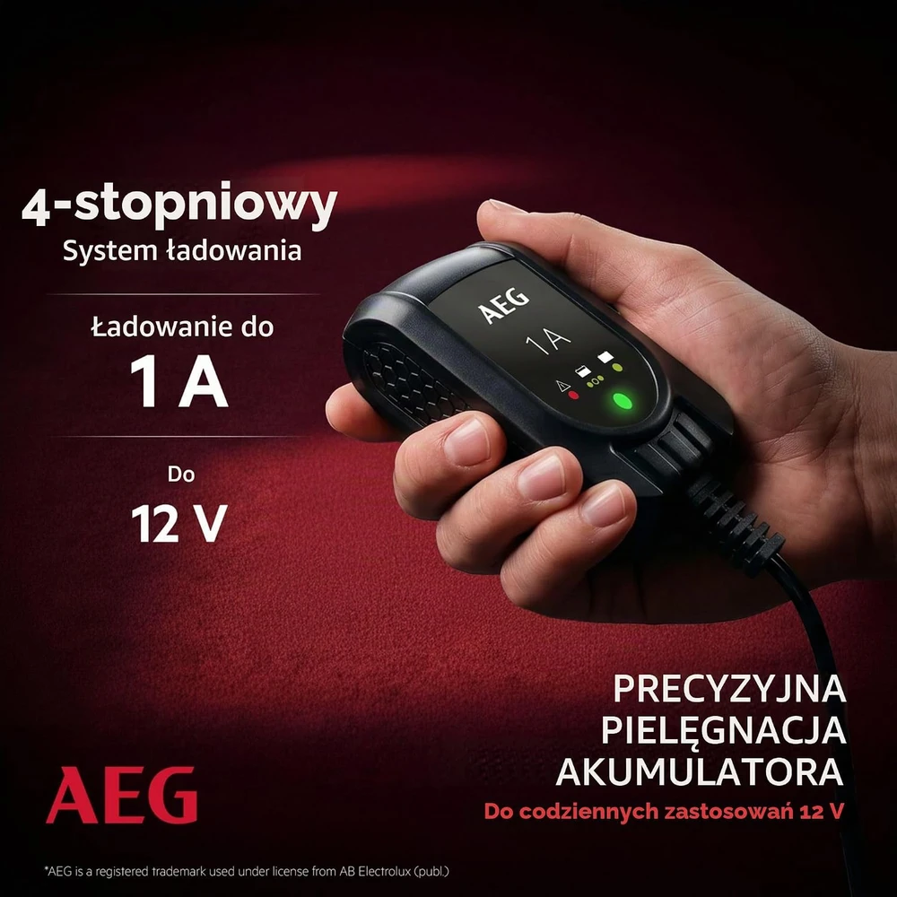 AEG automobilio akumuliatoriaus įkroviklis ir palaikymo įrenginys 12 V 1 A 97175