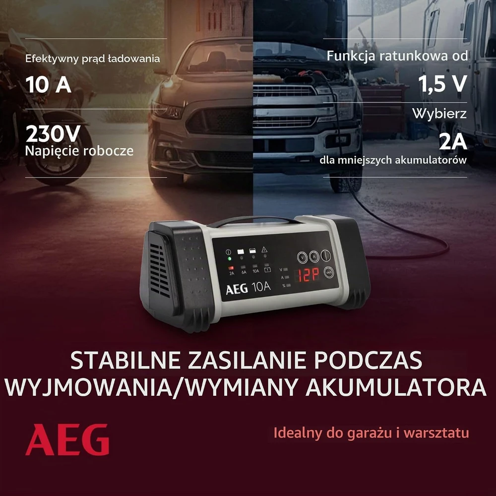AEG mikroprocesorinis akumuliatorių įkroviklis 12/24 V, 10 A, 9 pakopų, 97024