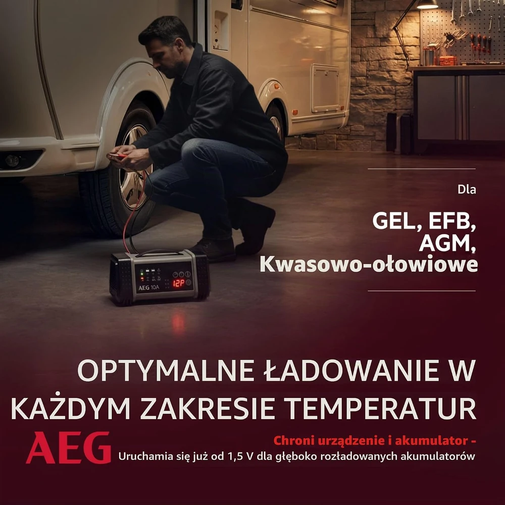 AEG mikroprocesorinis akumuliatorių įkroviklis 12/24 V, 10 A, 9 pakopų, 97024