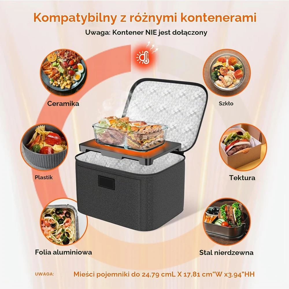 AICPAN elektrinė pietų dėžutė, 1,7 l, 80 W, 12 V / 24 V / 230 V