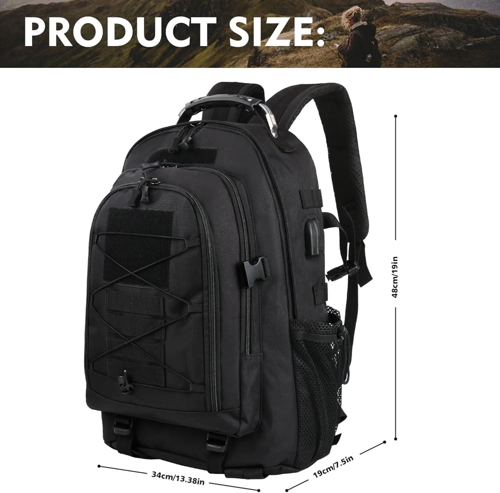 aiGear taktinė kuprinė 35 l, vandeniui atspari, 7 skyriai, juoda, sportui ir žygiams