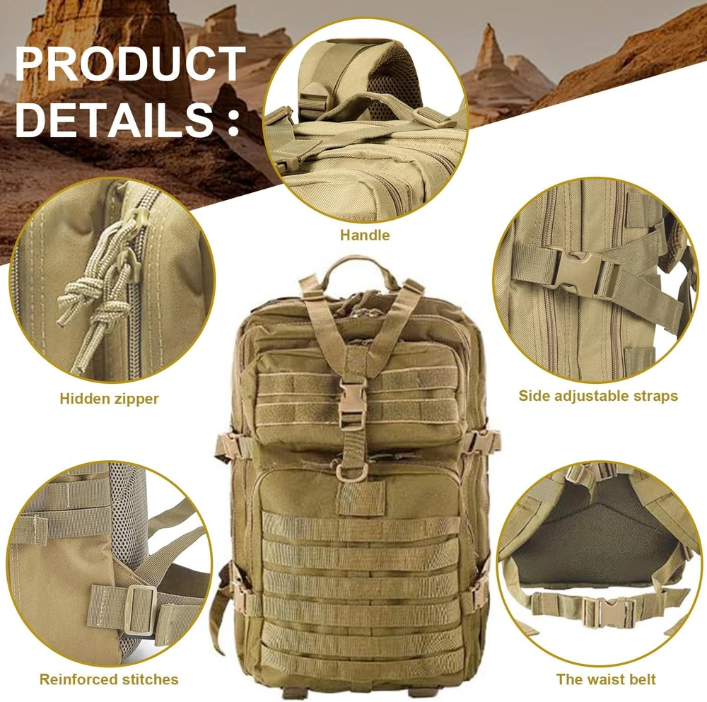 aiGear taktinė kuprinė 45 l, vandeniui atspari, poliesterio ir nailono, TB45KK