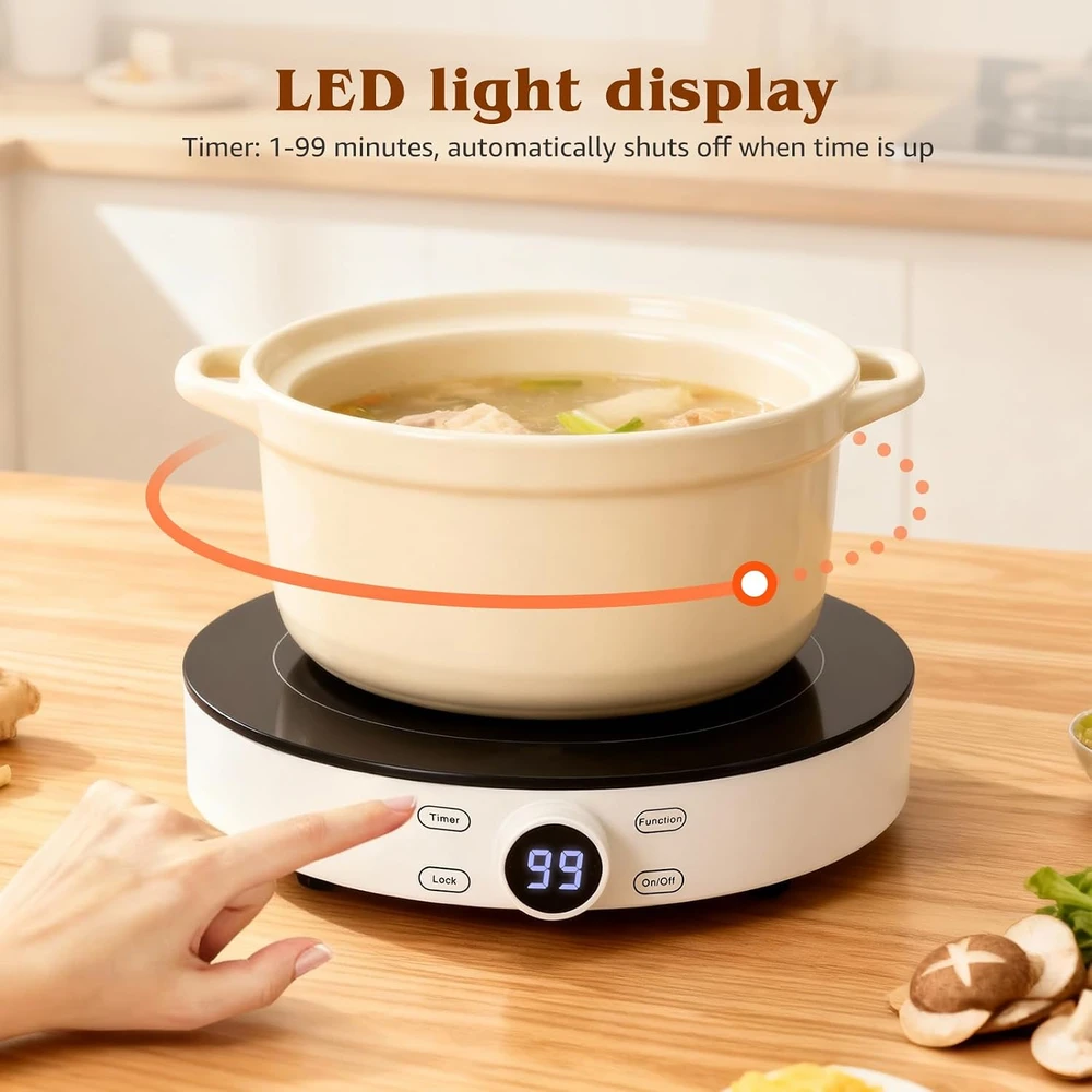 Aigostar Cookmate nešiojama indukcinė kaitlentė 2000 W su 9 galios lygiais