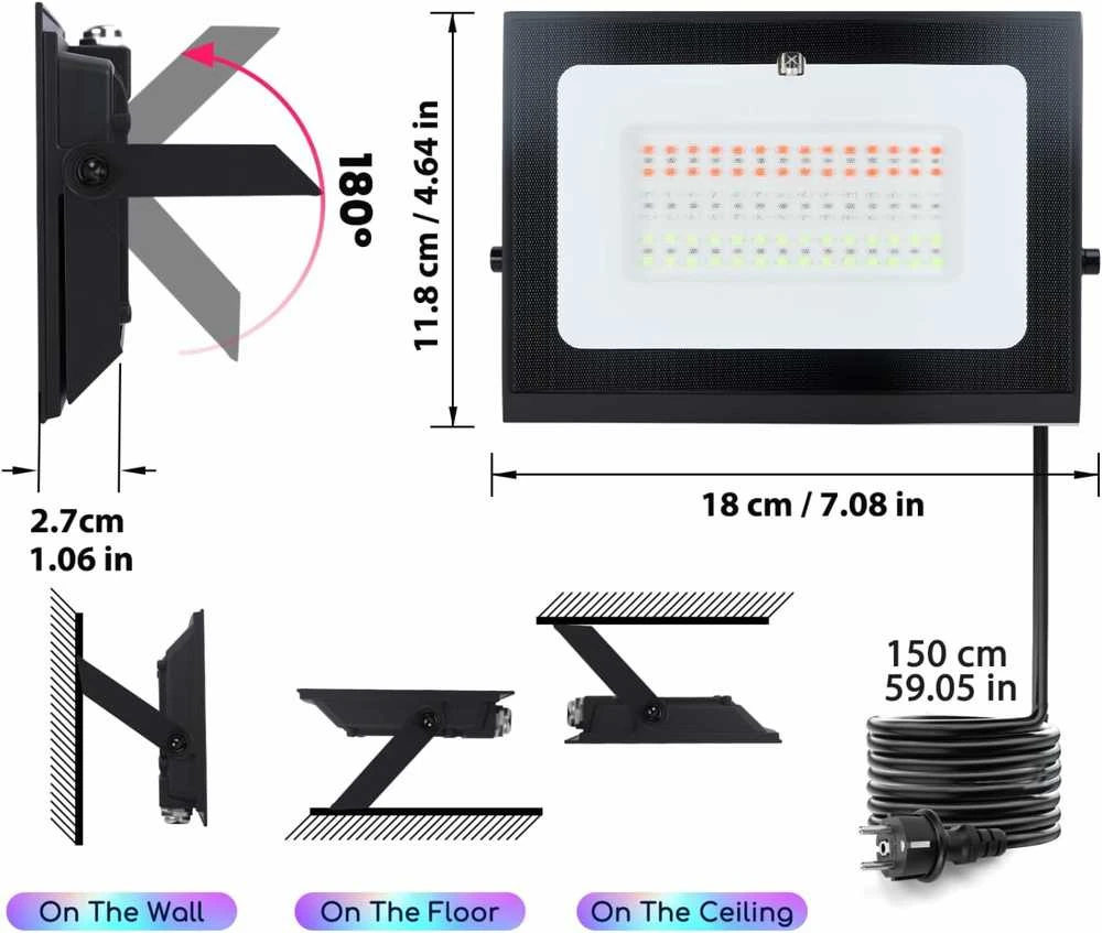 Aigostar LED Prožektorius 50W RGB