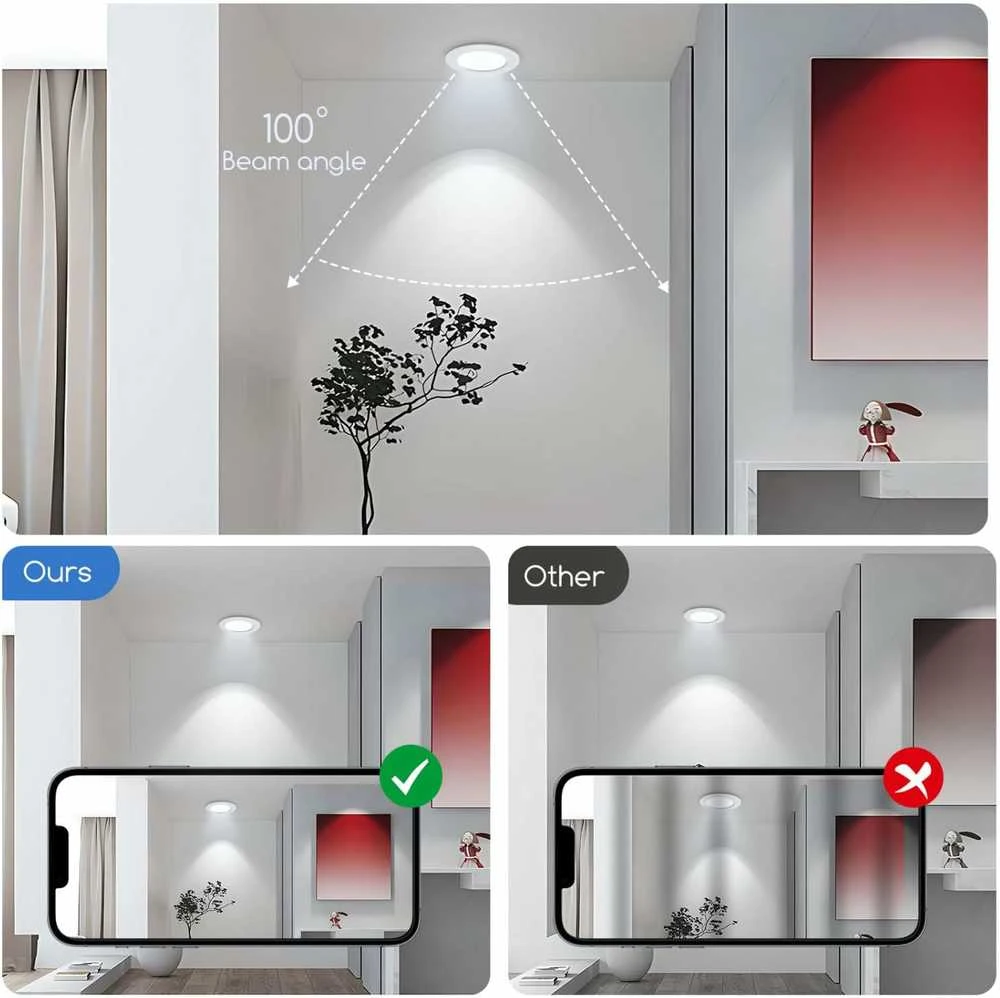 Aigostar itin plonas LED lubinis šviestuvas, 9 W, 230 V, 6500 K šaltai balta, įleidžiamas, 6 vnt. rinkinys