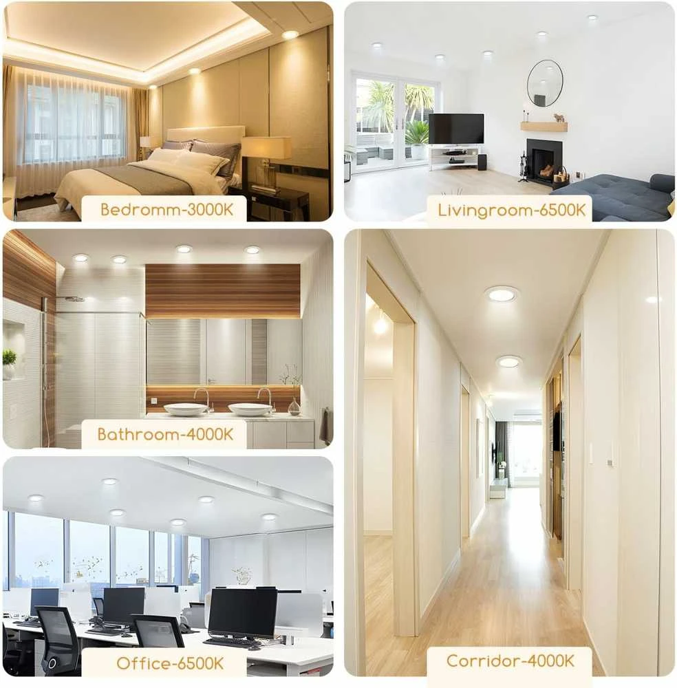 Aigostar itin plonas LED lubinis šviestuvas, 9 W, 230 V, 6500 K šaltai balta, įleidžiamas, 6 vnt. rinkinys