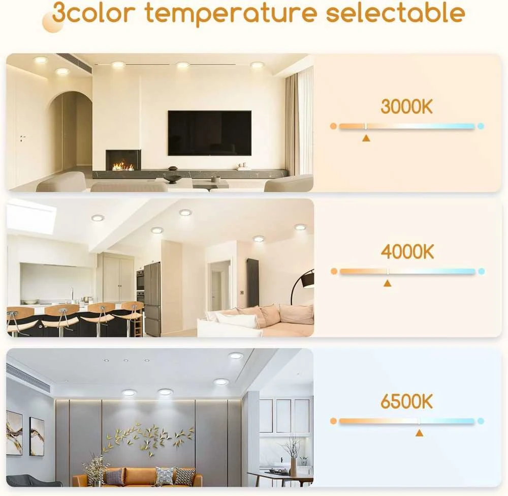 Aigostar itin plonas LED lubinis šviestuvas, 9 W, 230 V, 6500 K šaltai balta, įleidžiamas, 6 vnt. rinkinys