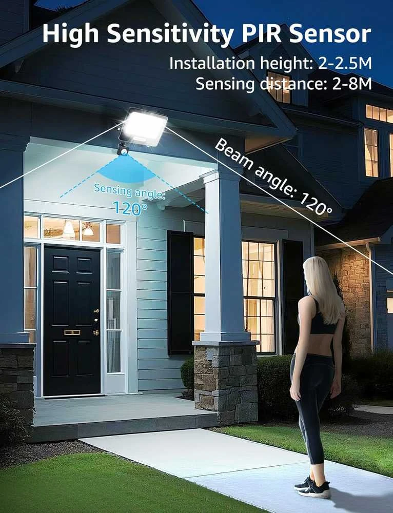 Aigostar lauko LED prožektorius 50 W, su judesio jutikliu, 4600 lm, IP65, 6500 K, 2 vnt.