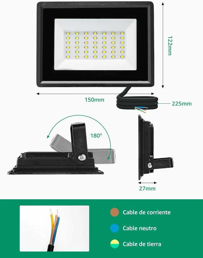 Aigostar LED lauko prožektorius 30 W 2700 lm IP65 6500 K šaltai balta, juodas, Reflektor