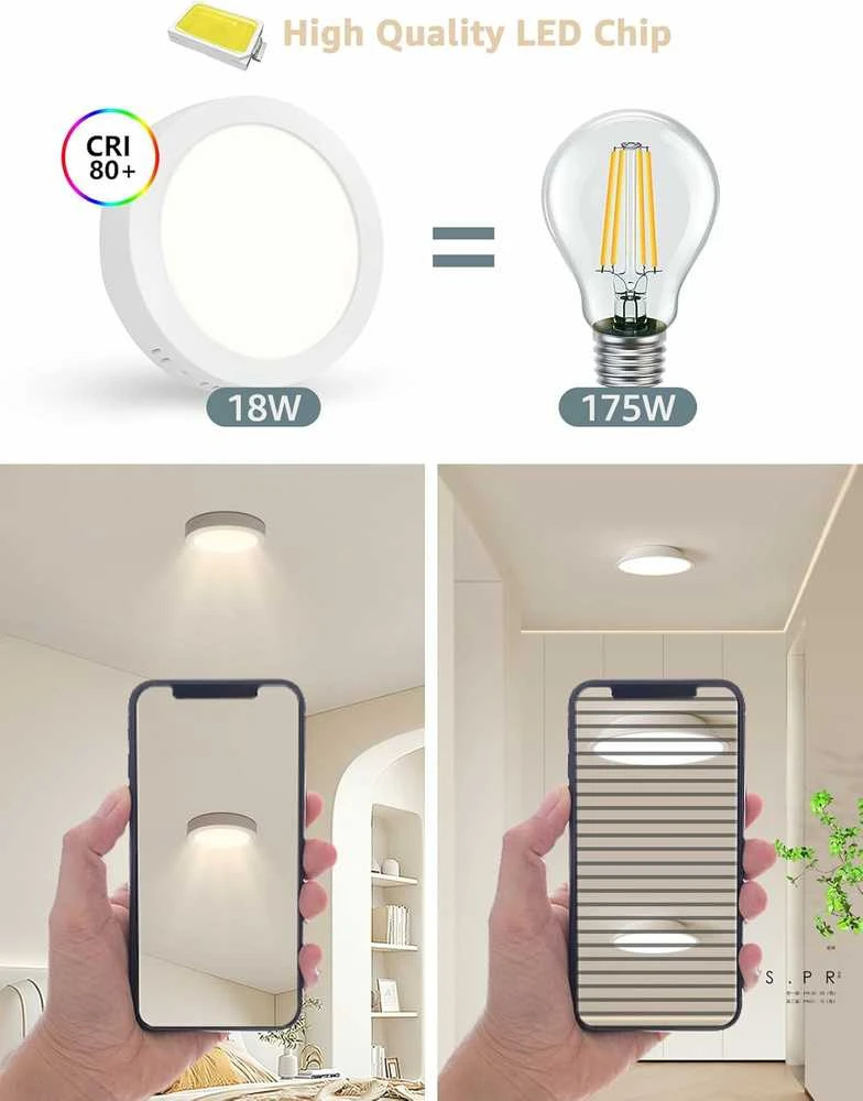 Lubinis šviestuvas Aigostar LED lubų šviestuvas, 18 W, 4000 K, 2100 lm, Ø22,6 cm, 2 vnt.