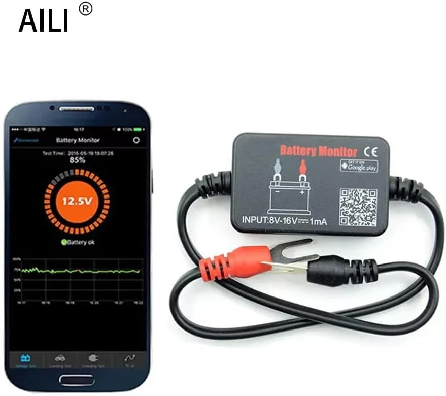 AILI 12 V automobilio akumuliatoriaus testeris su Bluetooth 4.0 ELUSBM2.0