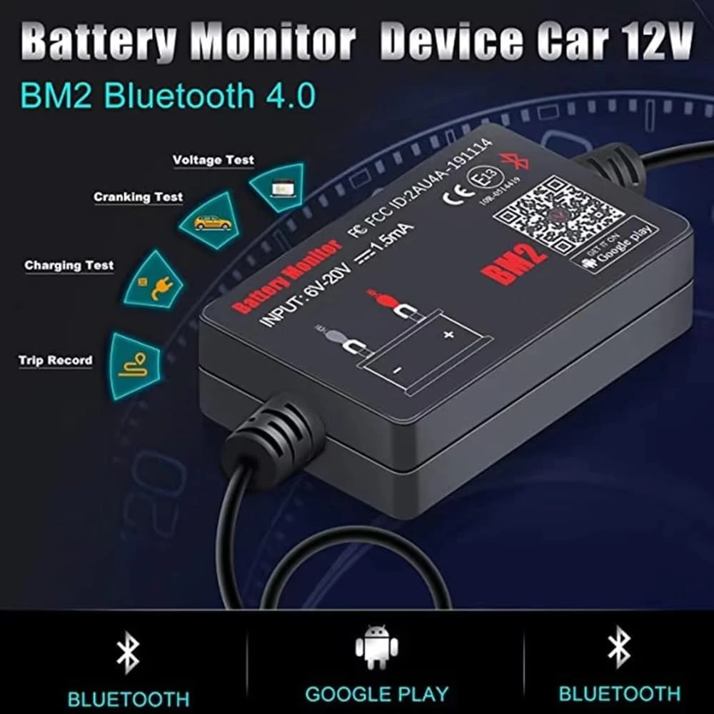 AILI 12 V automobilio akumuliatoriaus testeris su Bluetooth 4.0 ELUSBM2.0